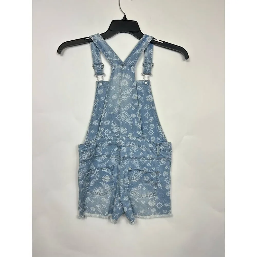 Epic Threads Girls Light-wash Paisley Overalls‎ Size 12